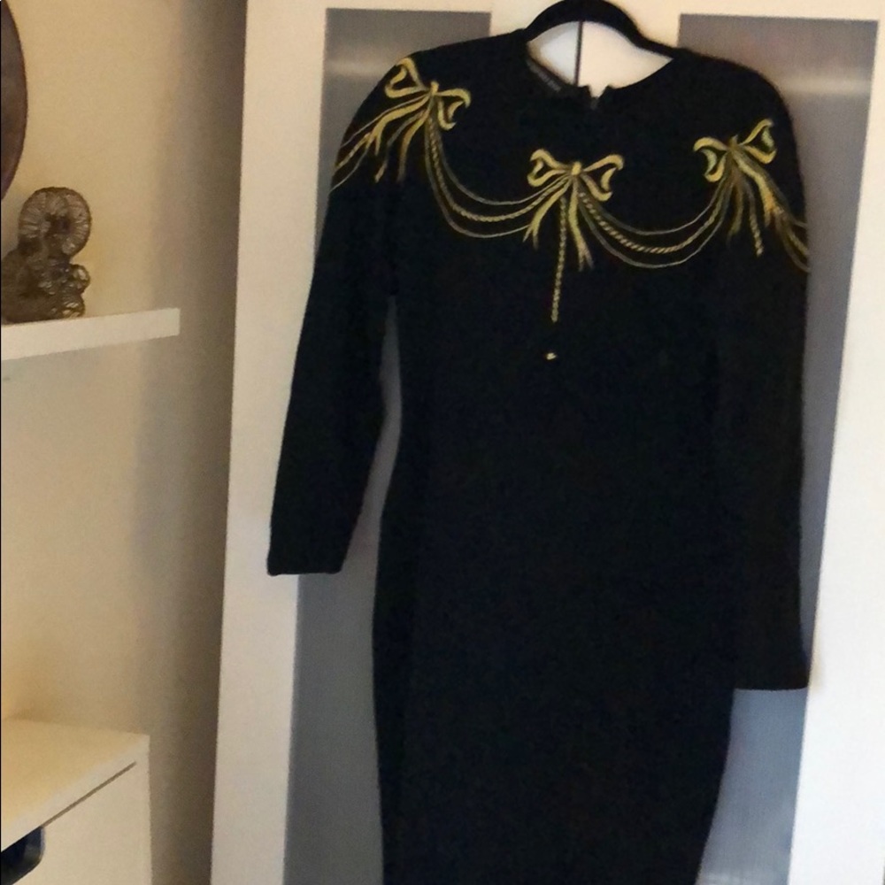 Black Wool Vintage Dress sz L